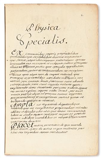 MANUSCRIPT.  Physica Generalis [Specialis].  Illustrated ms. in Latin on paper.  2 vols.  1707